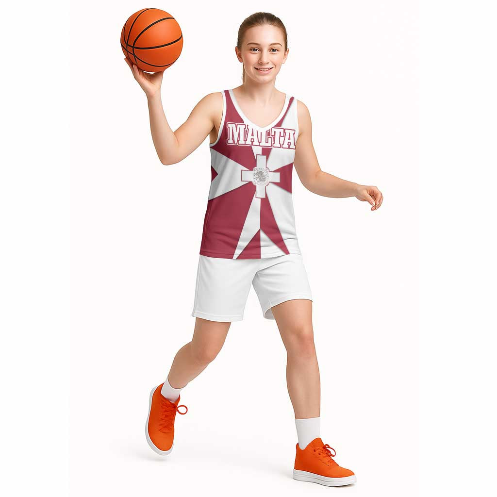 Malta Basketball Jersey with Red White Crossburst Design - Wonder Print Shop