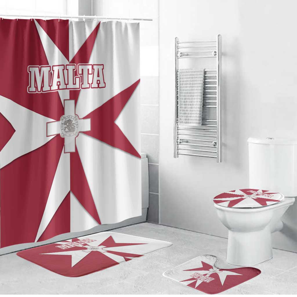 Malta Bathroom Set with Red White Crossburst Design - Wonder Print Shop