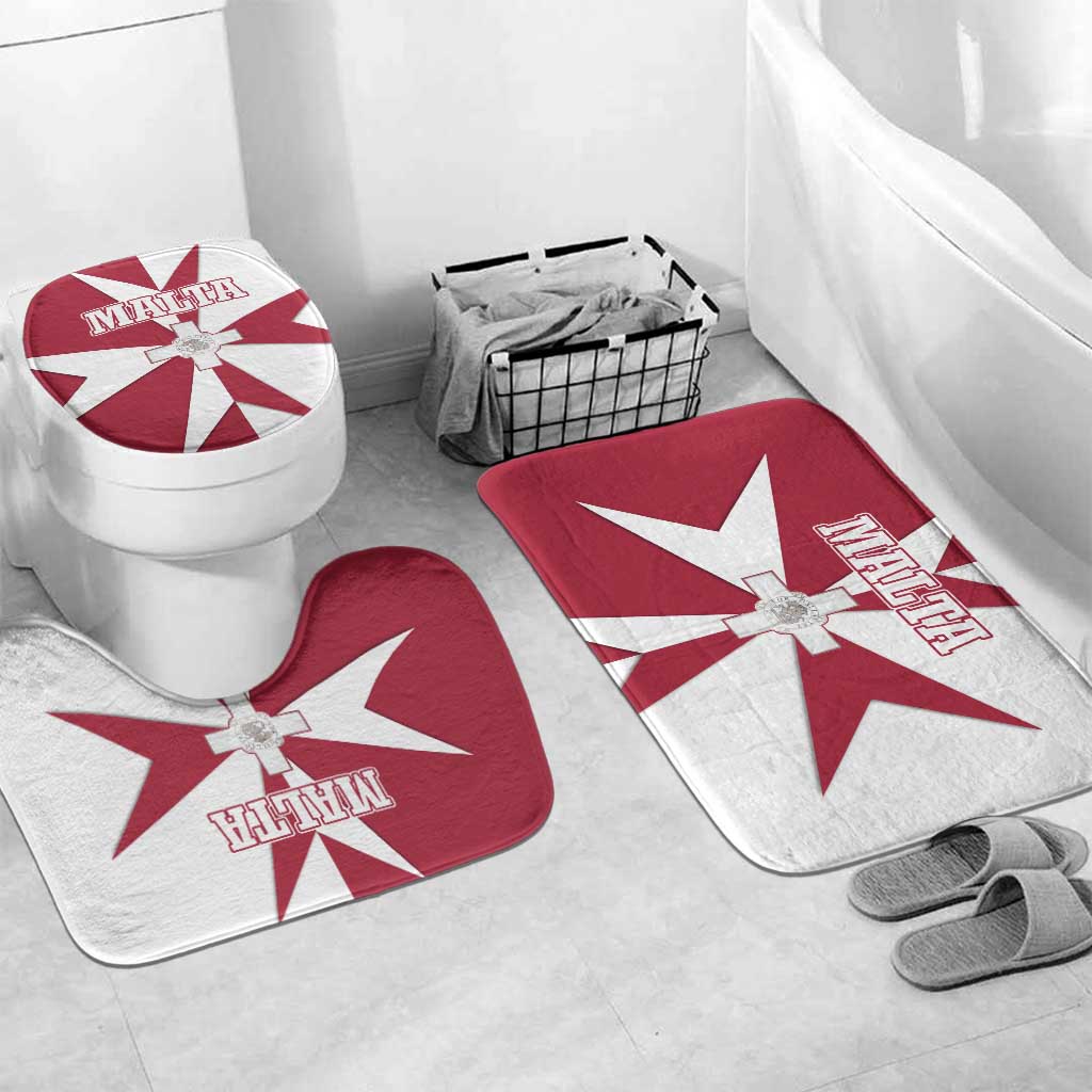 Malta Bathroom Set with Red White Crossburst Design - Wonder Print Shop