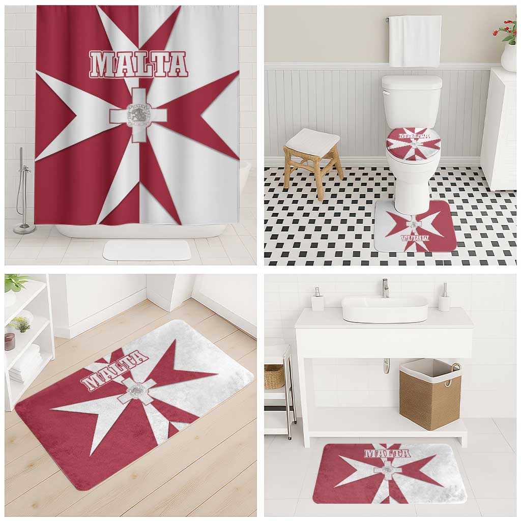 Malta Bathroom Set with Red White Crossburst Design - Wonder Print Shop