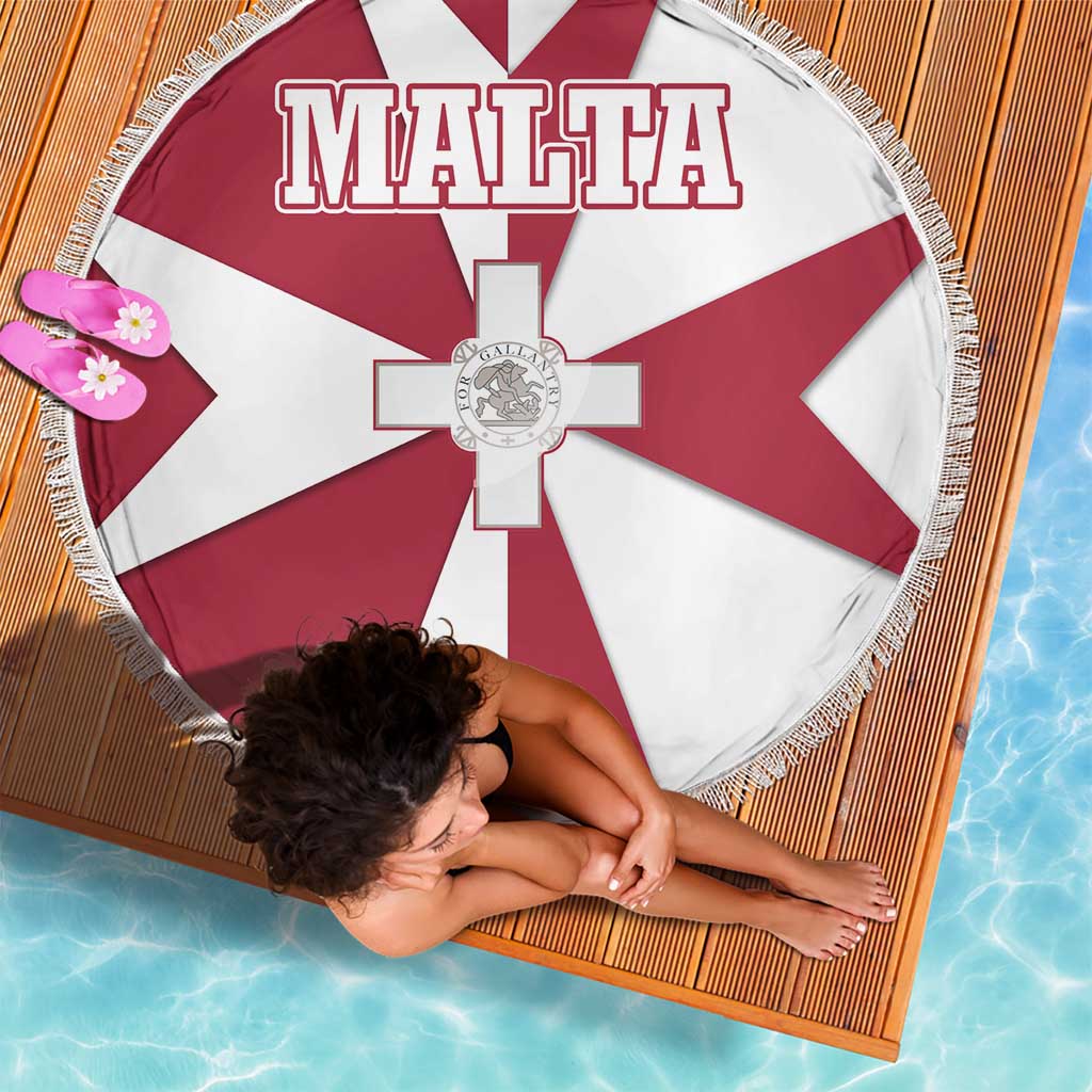 Malta Beach Blanket with Red White Crossburst Design - Wonder Print Shop