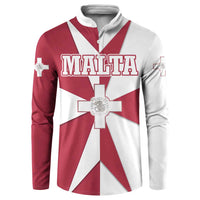 Malta Button Sweatshirt with Red White Crossburst Design - Wonder Print Shop