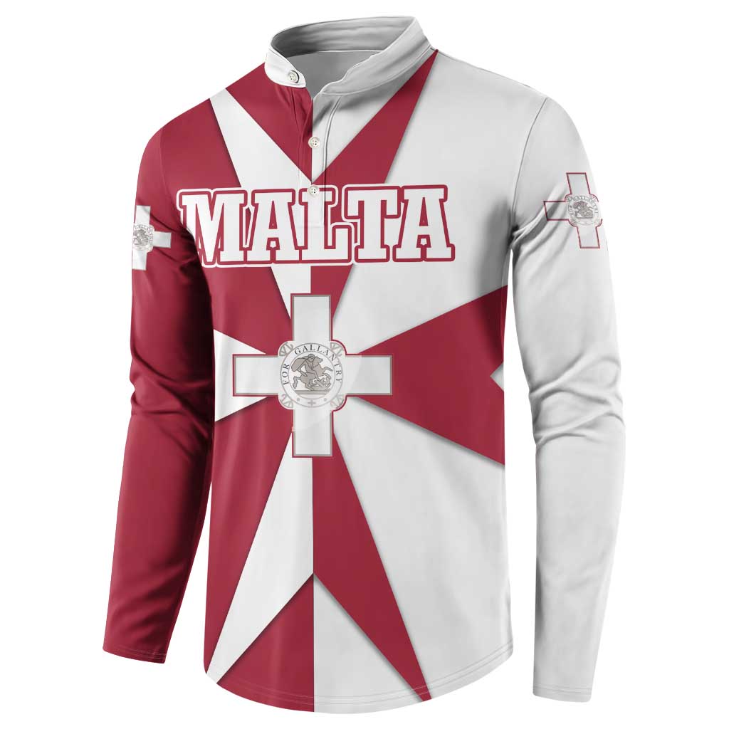 Malta Button Sweatshirt with Red White Crossburst Design - Wonder Print Shop