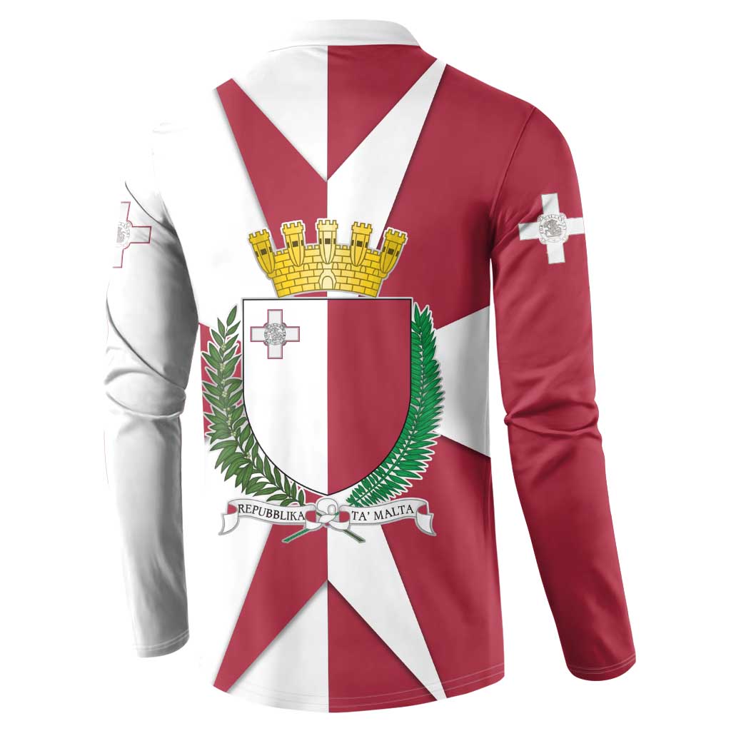 Malta Button Sweatshirt with Red White Crossburst Design - Wonder Print Shop
