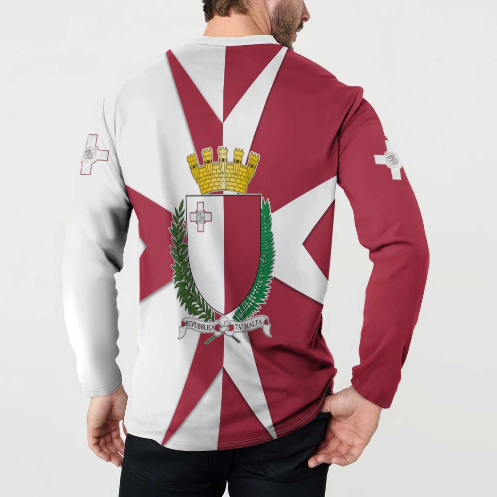 Malta Button Sweatshirt with Red White Crossburst Design - Wonder Print Shop