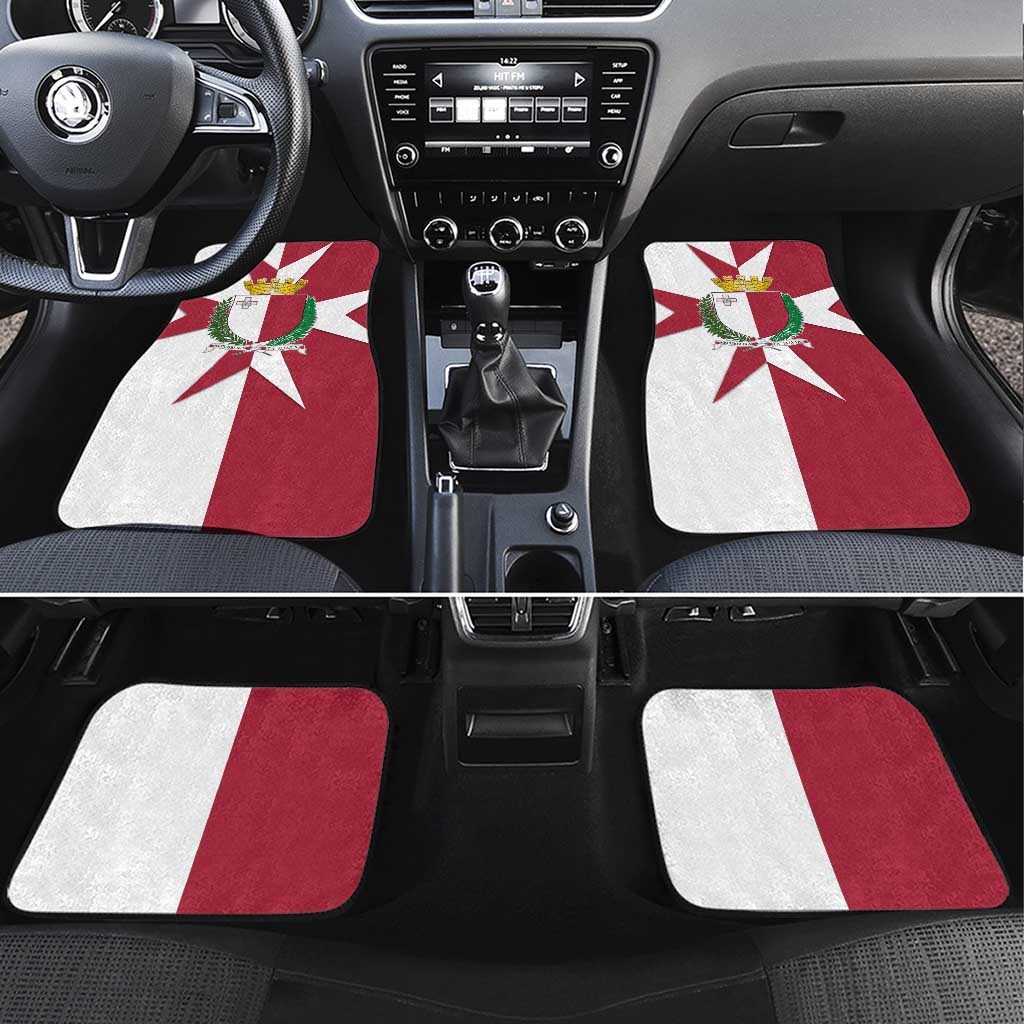 Malta Car Mats with Red White Crossburst Design - Wonder Print Shop