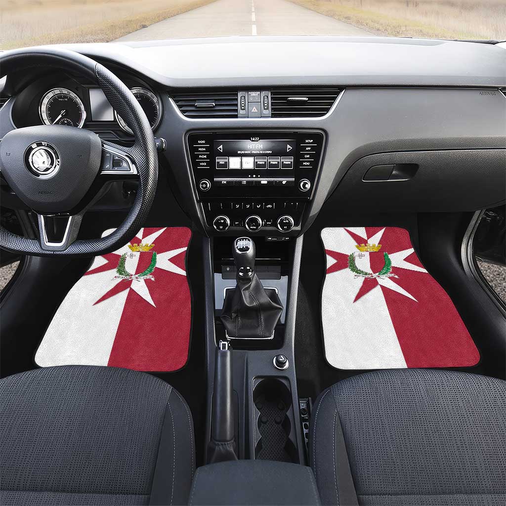 Malta Car Mats with Red White Crossburst Design - Wonder Print Shop