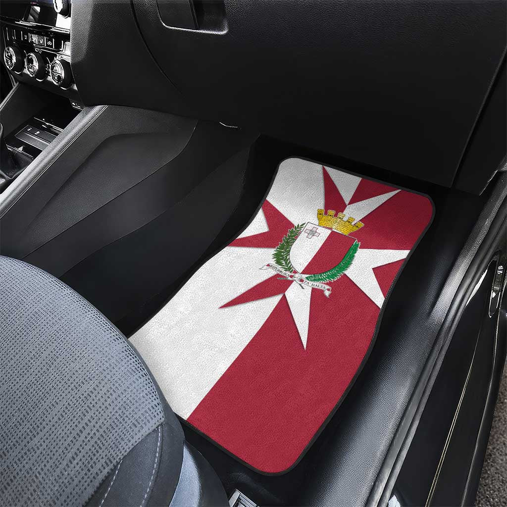 Malta Car Mats with Red White Crossburst Design - Wonder Print Shop