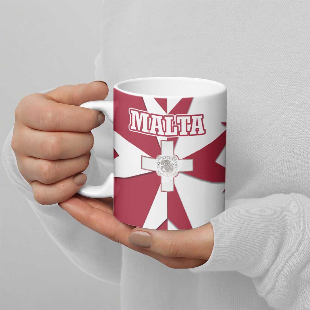 Malta Ceramic Mug with Red White Crossburst Design - Wonder Print Shop