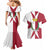 Malta Couples Matching Mermaid Dress and Hawaiian Shirt with Red White Crossburst Design - Wonder Print Shop