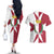 Malta Couples Matching Off The Shoulder Long Sleeve Dress and Hawaiian Shirt with Red White Crossburst Design - Wonder Print Shop