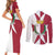 Malta Couples Matching Short Sleeve Bodycon Dress and Long Sleeve Button Shirt with Red White Crossburst Design - Wonder Print Shop