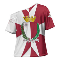 Malta Cross Shoulder Shirt with Red White Crossburst Design - Wonder Print Shop