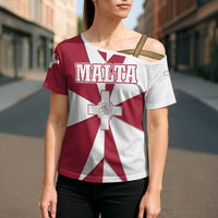 Malta Cross Shoulder Shirt with Red White Crossburst Design - Wonder Print Shop