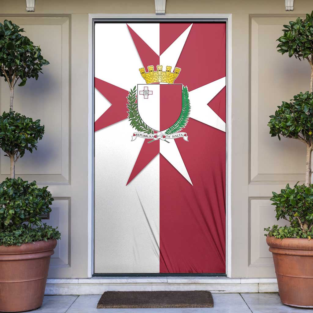 Malta Door Cover with Red White Crossburst Design - Wonder Print Shop
