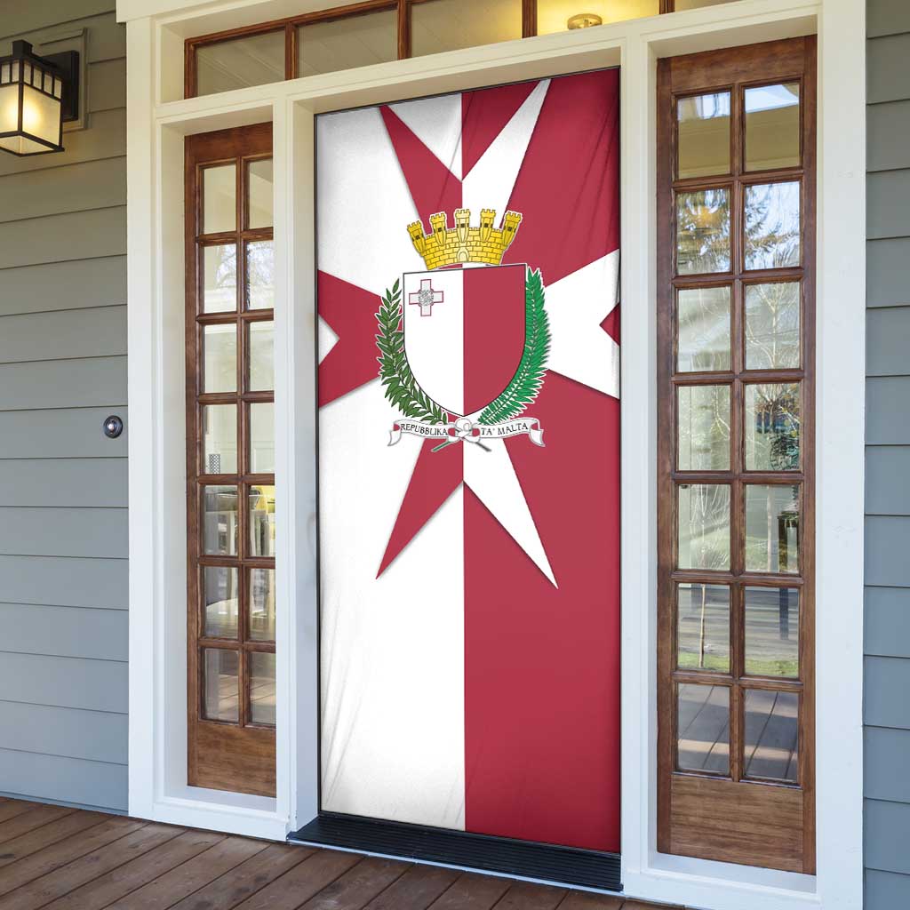 Malta Door Cover with Red White Crossburst Design - Wonder Print Shop