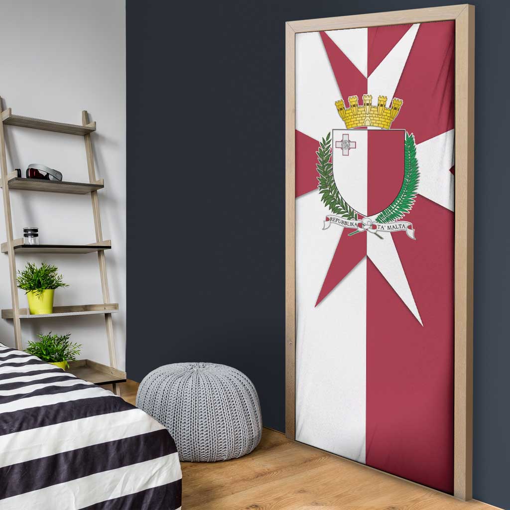 Malta Door Cover with Red White Crossburst Design - Wonder Print Shop