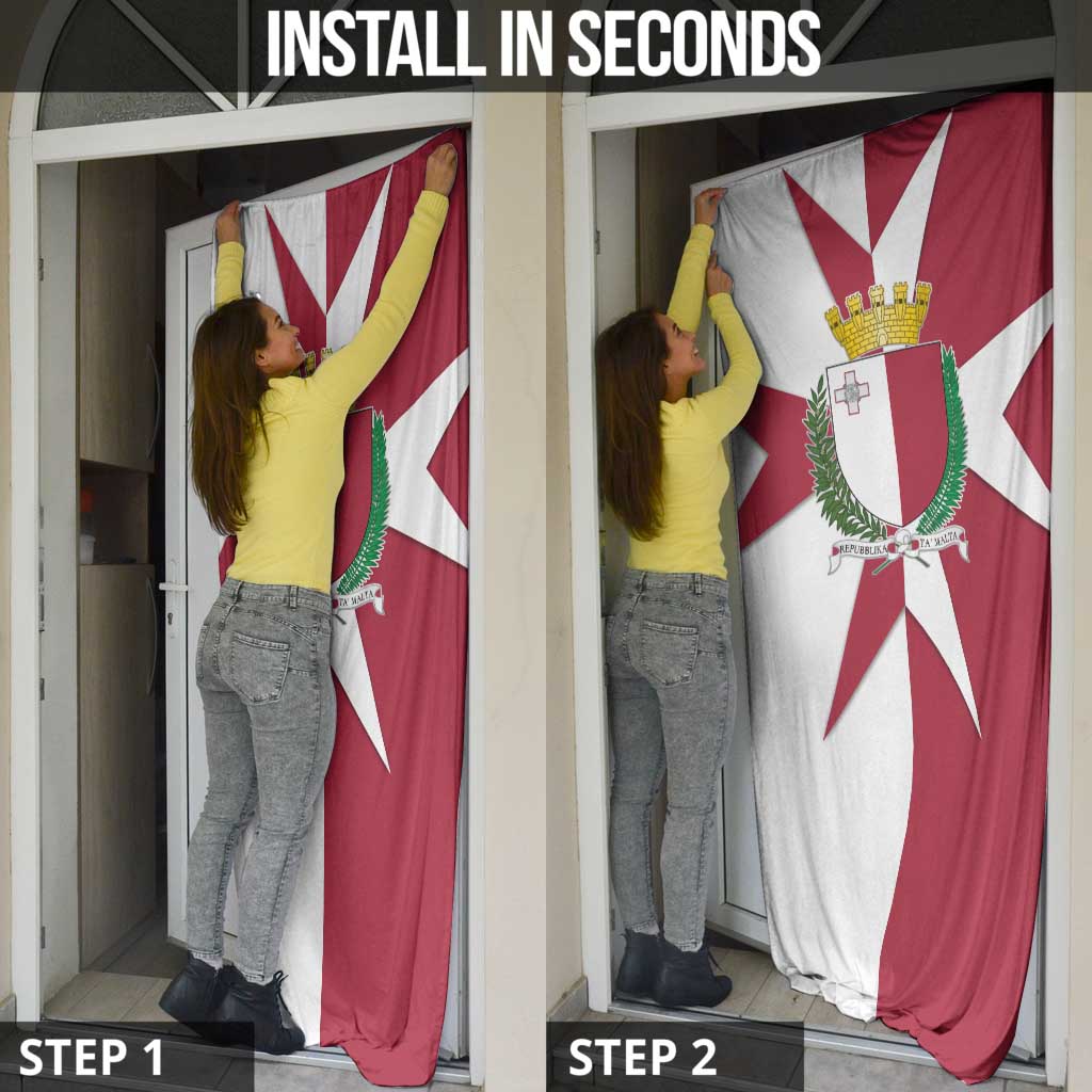 Malta Door Cover with Red White Crossburst Design - Wonder Print Shop