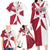 Malta Family Matching Long Sleeve Bodycon Dress and Hawaiian Shirt with Red White Crossburst Design - Wonder Print Shop