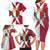 Malta Family Matching Long Sleeve Bodycon Dress and Hawaiian Shirt with Red White Crossburst Design - Wonder Print Shop