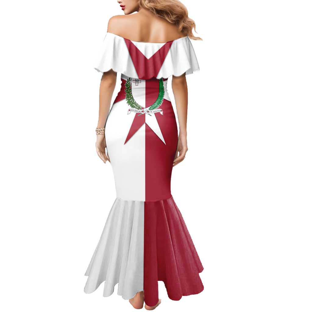 Malta Family Matching Mermaid Dress and Hawaiian Shirt with Red White Crossburst Design - Wonder Print Shop