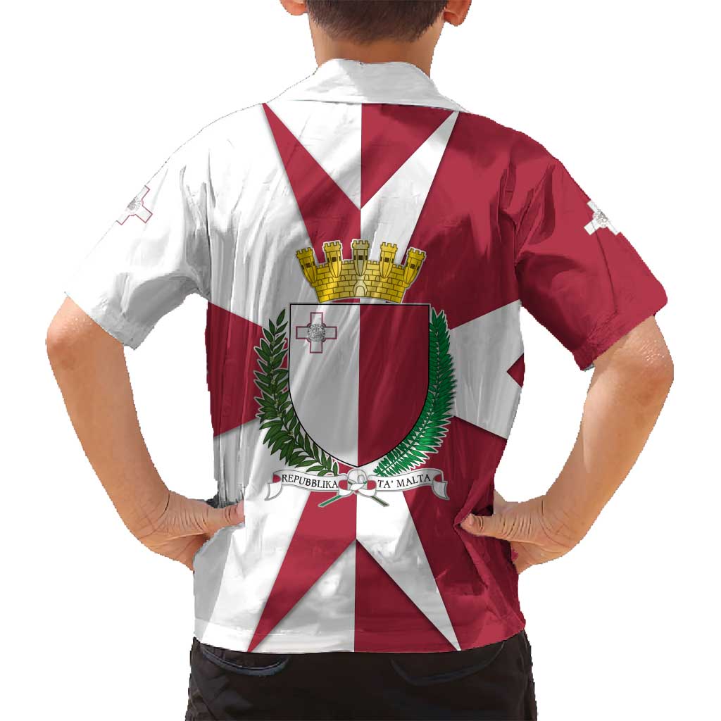 Malta Family Matching Off Shoulder Short Dress and Hawaiian Shirt with Red White Crossburst Design - Wonder Print Shop