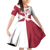 Malta Family Matching Off Shoulder Short Dress and Hawaiian Shirt with Red White Crossburst Design - Wonder Print Shop