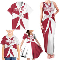 Malta Family Matching Tank Maxi Dress and Hawaiian Shirt with Red White Crossburst Design - Wonder Print Shop