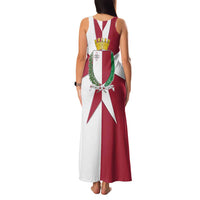 Malta Family Matching Tank Maxi Dress and Hawaiian Shirt with Red White Crossburst Design - Wonder Print Shop