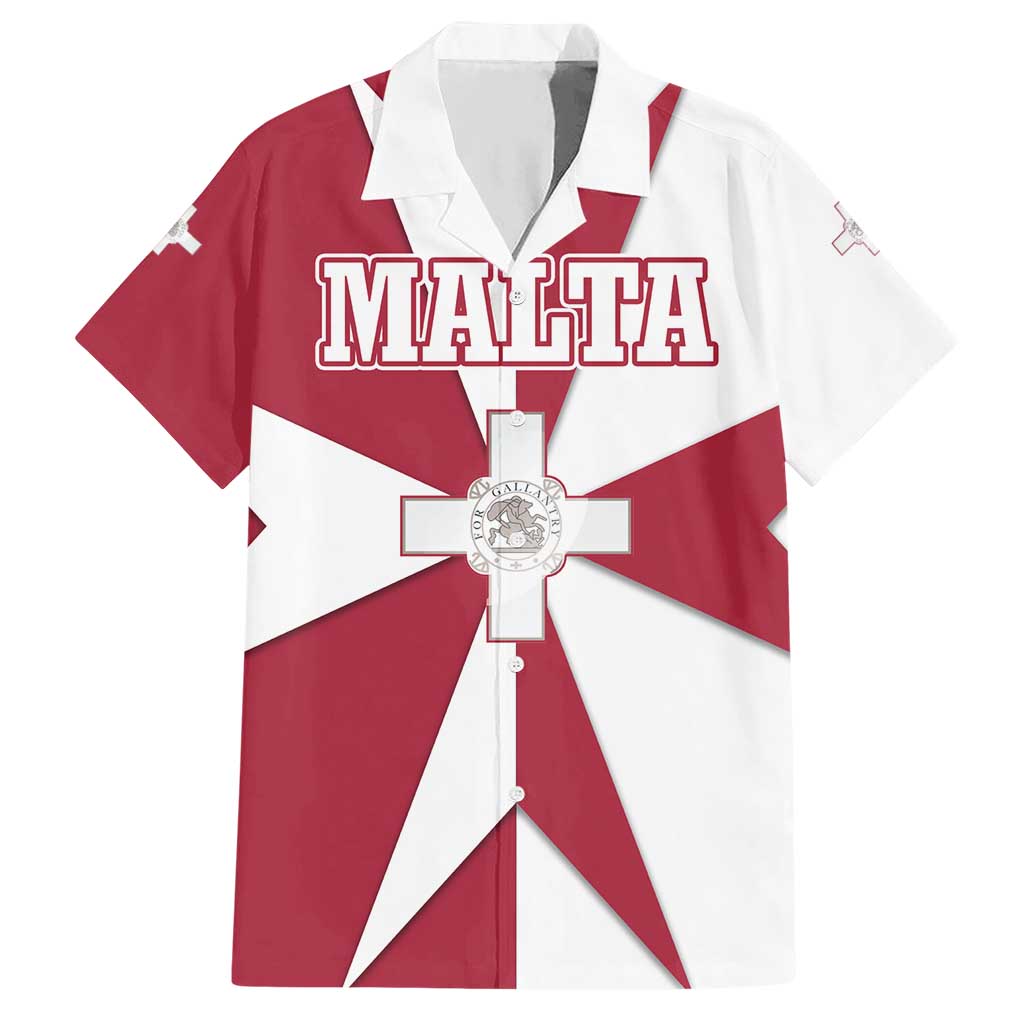 Malta Hawaiian Shirt with Red White Crossburst Design - Wonder Print Shop