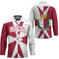 Malta Hockey Jersey with Red White Crossburst Design - Wonder Print Shop