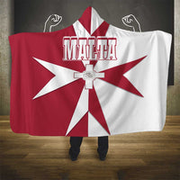 Malta Hooded Blanket with Red White Crossburst Design - Wonder Print Shop