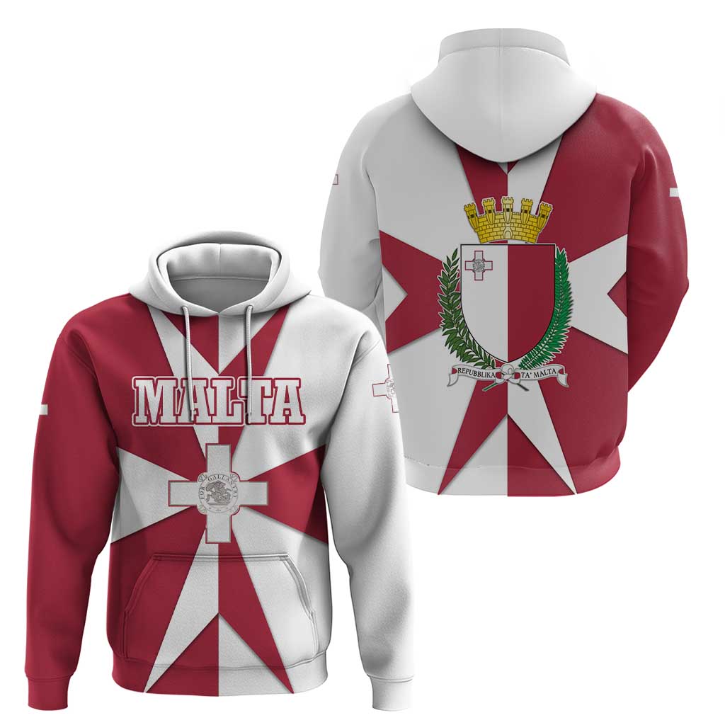 Malta Hoodie with Red White Crossburst Design - Wonder Print Shop