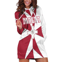 Malta Hoodie Dress with Red White Crossburst Design - Wonder Print Shop