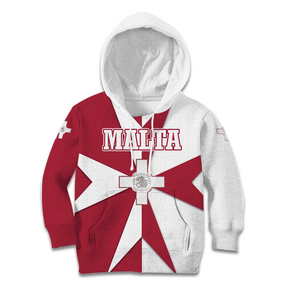 Malta Kid Hoodie with Red White Crossburst Design - Wonder Print Shop