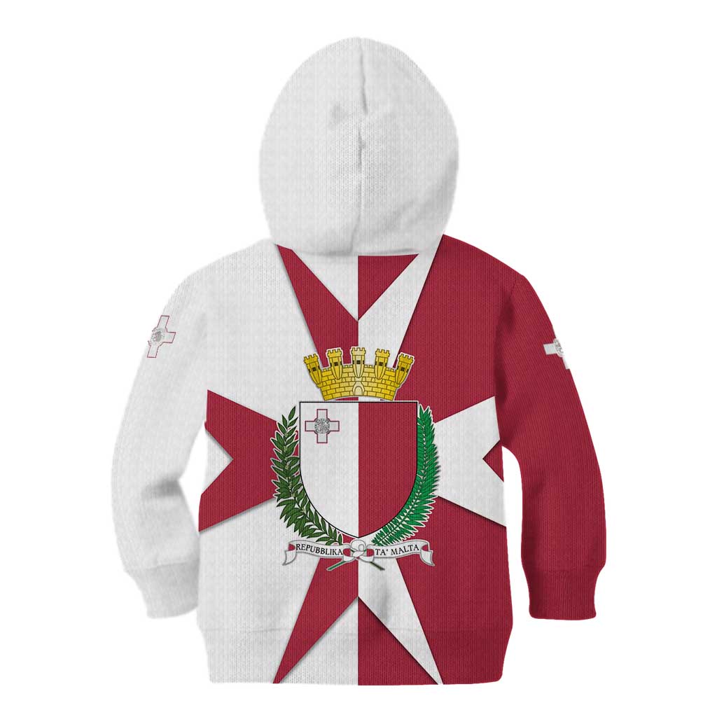Malta Kid Hoodie with Red White Crossburst Design - Wonder Print Shop