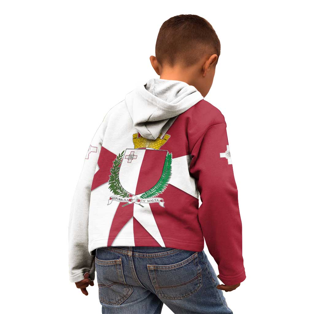 Malta Kid Hoodie with Red White Crossburst Design - Wonder Print Shop