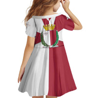 Malta Kid Short Sleeve Dress with Red White Crossburst Design - Wonder Print Shop