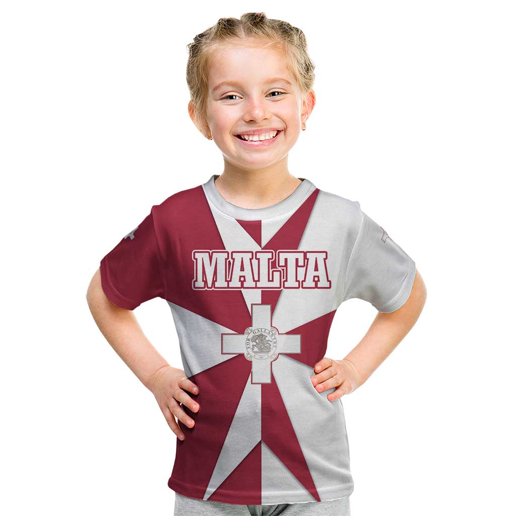 Malta Kid T Shirt with Red White Crossburst Design - Wonder Print Shop
