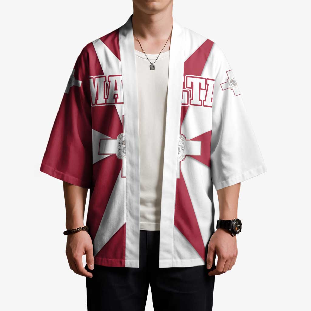 Malta Kimono with Red White Crossburst Design - Wonder Print Shop