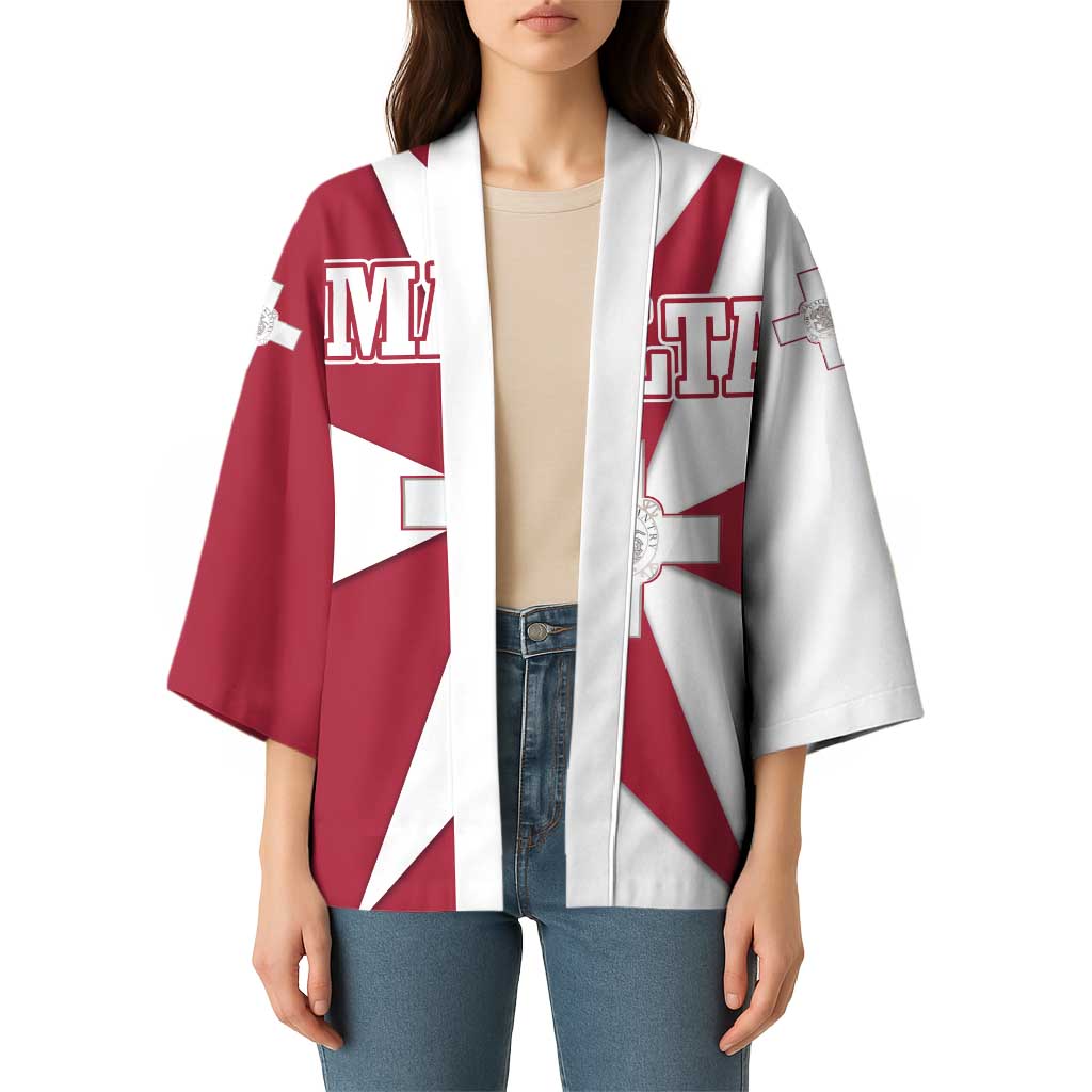 Malta Kimono with Red White Crossburst Design - Wonder Print Shop
