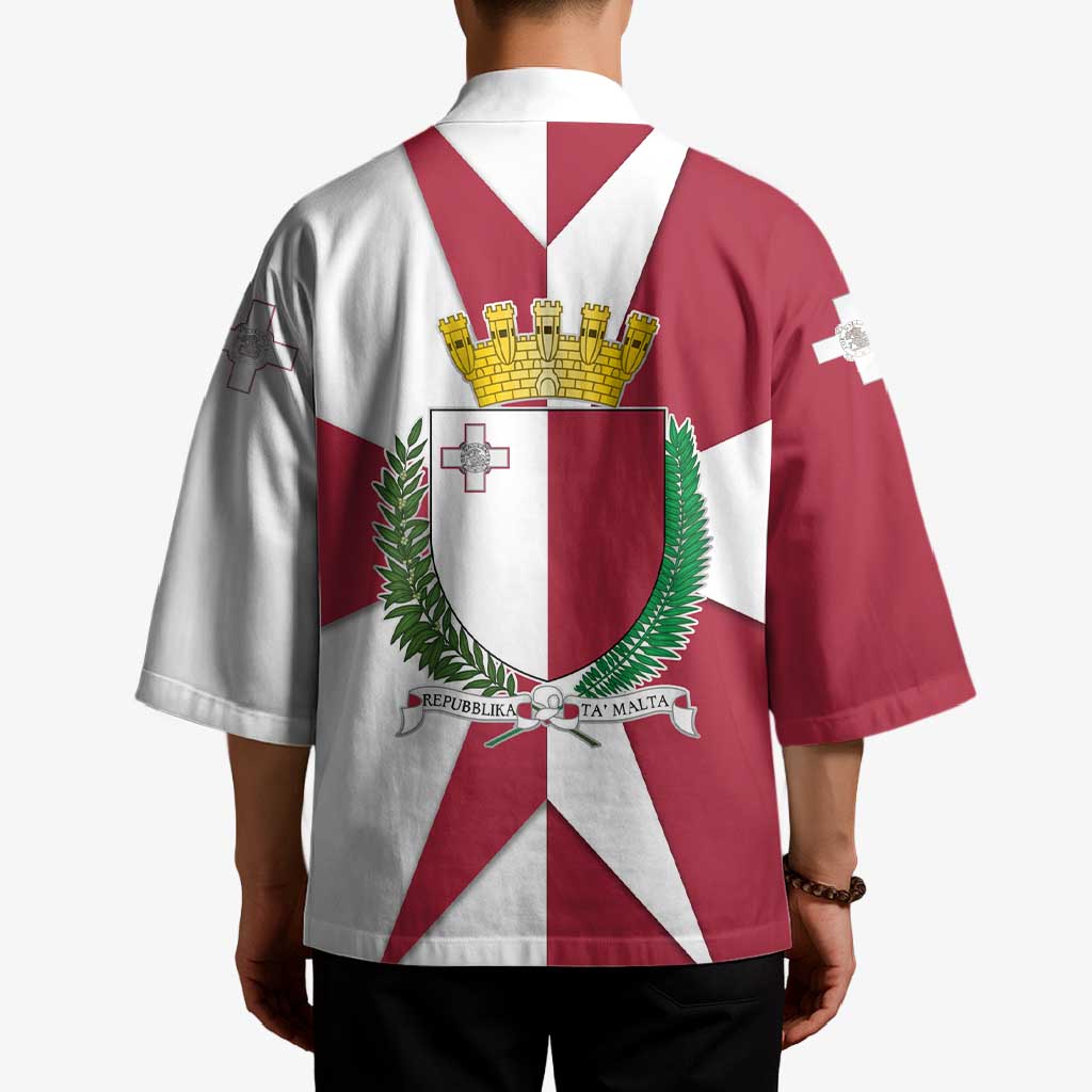 Malta Kimono with Red White Crossburst Design - Wonder Print Shop