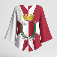 Malta Kimono Sleeve Blouse with Red White Crossburst Design - Wonder Print Shop