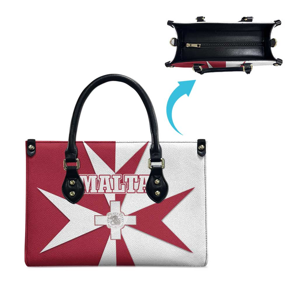 Malta Leather Bag with Red White Crossburst Design - Wonder Print Shop