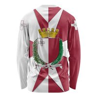 Malta Long Sleeve Shirt with Red White Crossburst Design - Wonder Print Shop