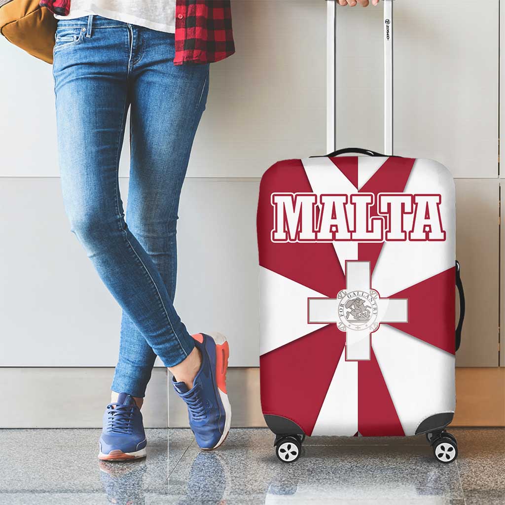 Malta Luggage Cover with Red White Crossburst Design - Wonder Print Shop