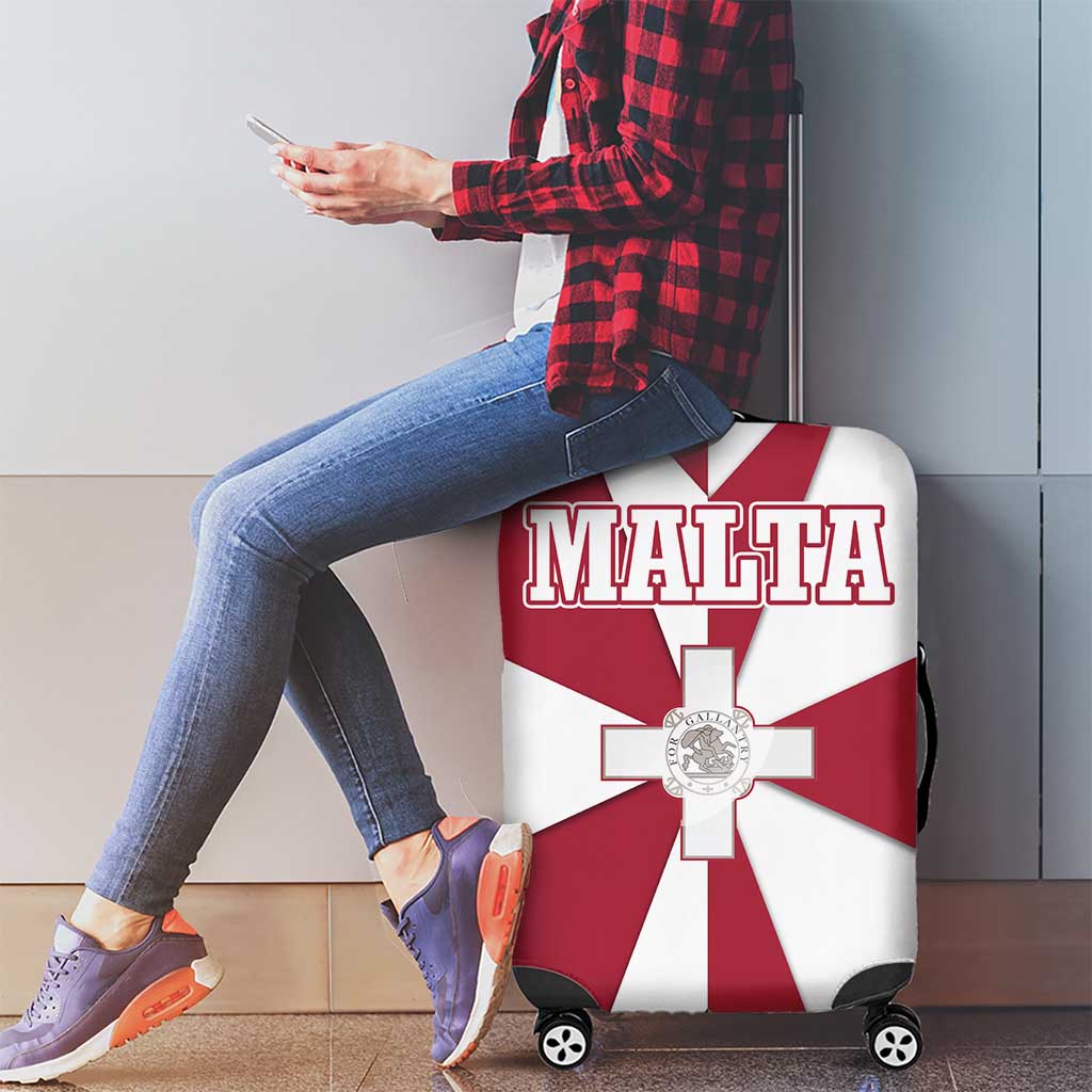 Malta Luggage Cover with Red White Crossburst Design - Wonder Print Shop