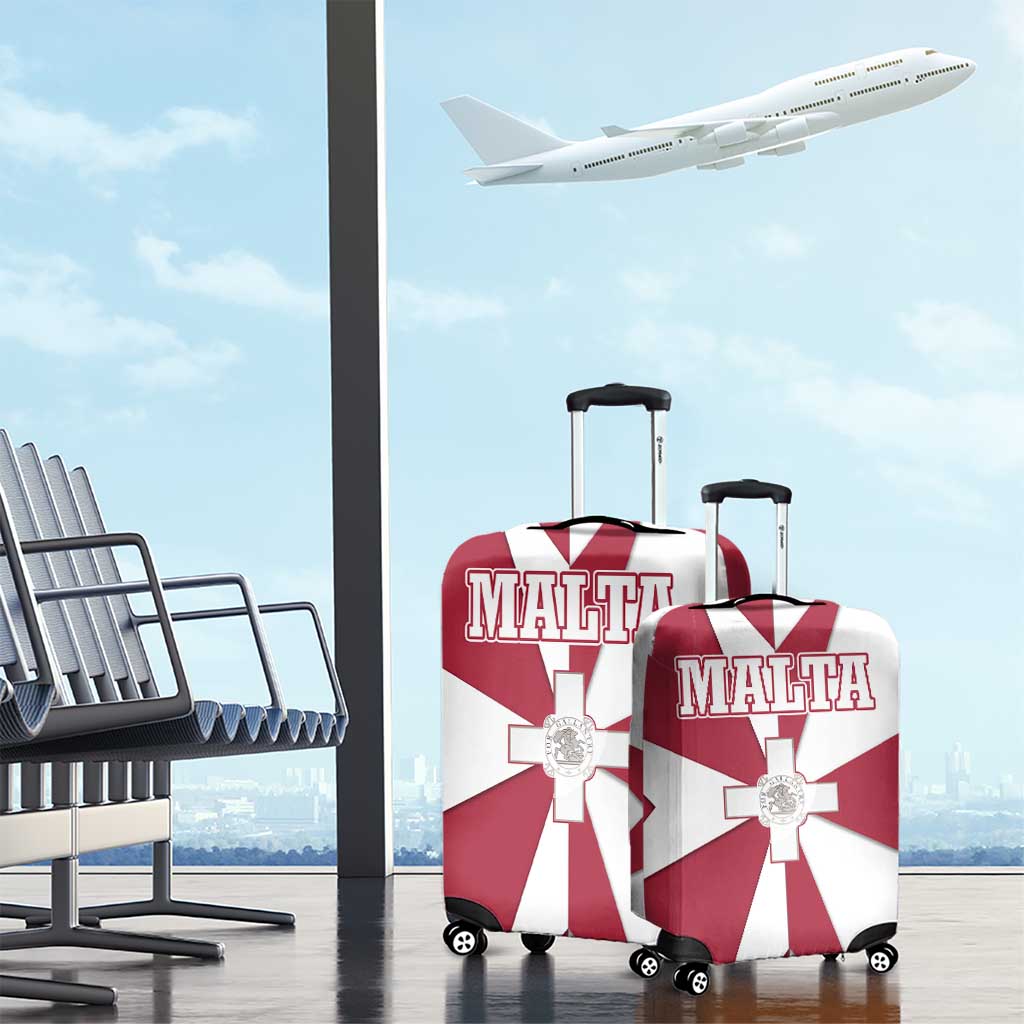 Malta Luggage Cover with Red White Crossburst Design - Wonder Print Shop