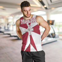 Malta Men Tank Top with Red White Crossburst Design - Wonder Print Shop