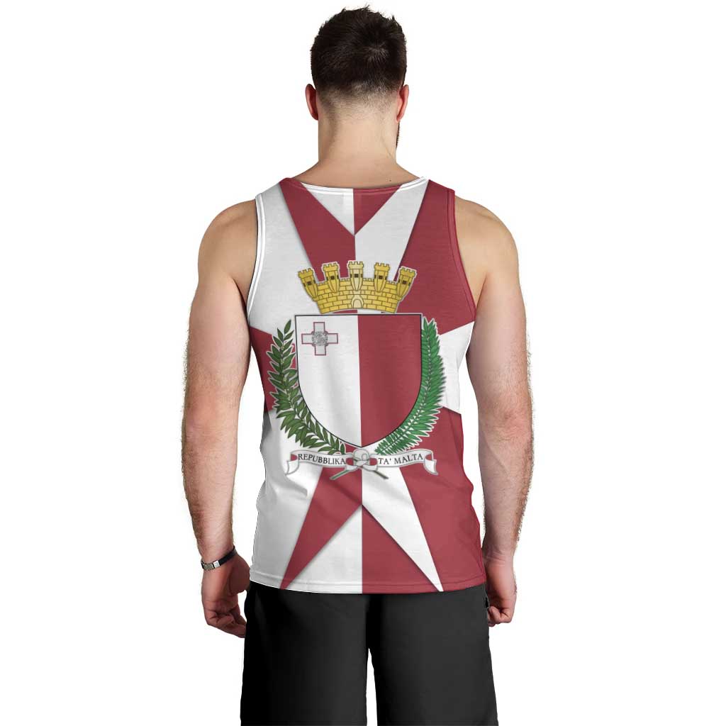 Malta Men Tank Top with Red White Crossburst Design - Wonder Print Shop